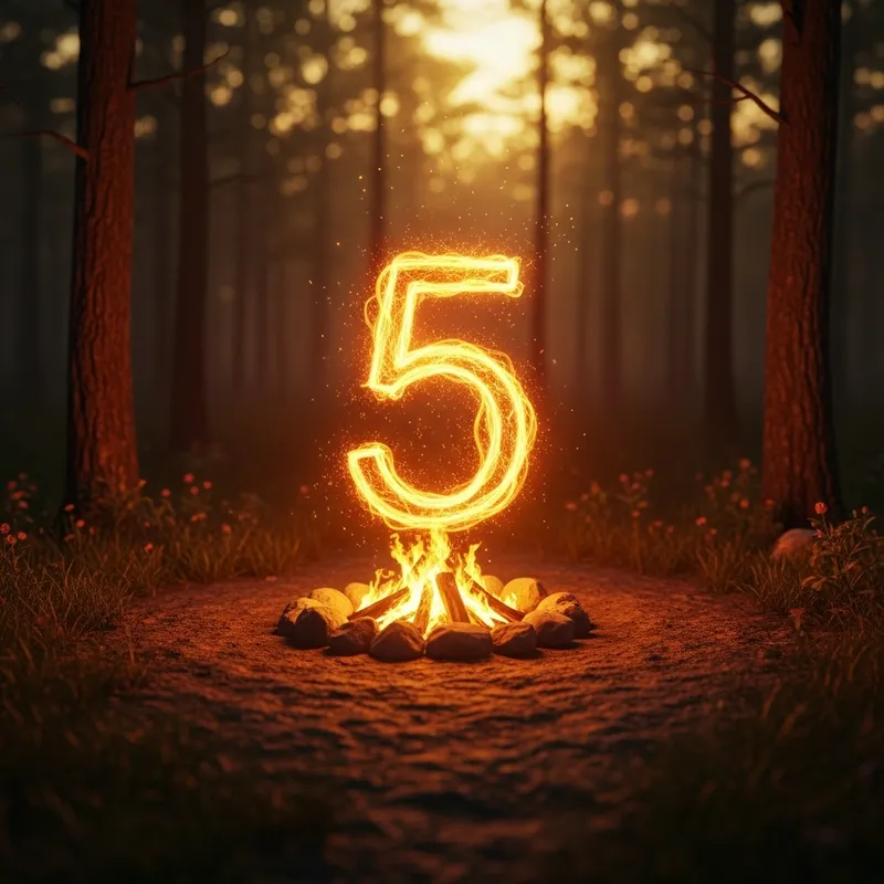 Enchanted 5 in Mystical Forest Clearing at Dusk