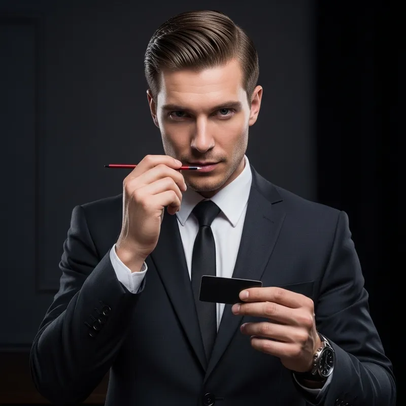 Confident Trickster in Dark Room | Shrewd Professional