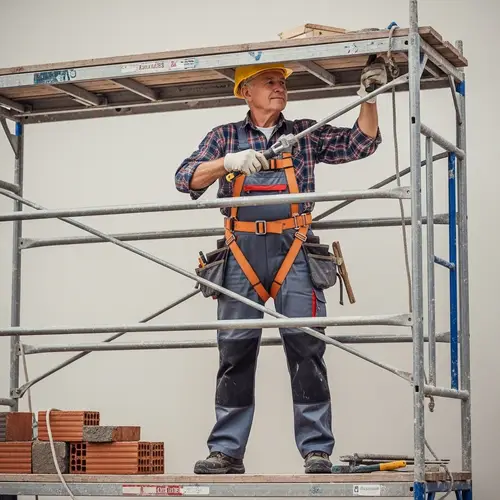 Experienced 60-Year-Old Man Working on Scaffold | Construction Project