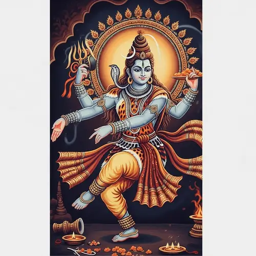 Divine Figure Performing Tandav Dance - Classical Indian Art