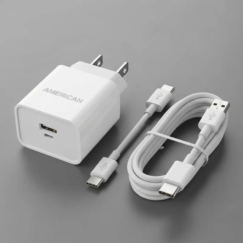 Chargeur USB-C Wall avec câble | Bloc mural adapté pour téléphone cellulaire type USBC