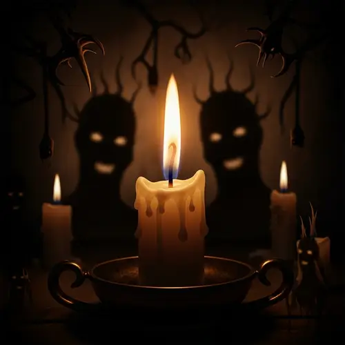 Eerie Candle Horror Fantasy Scene