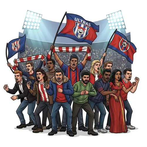 Diverse Ultras Group Celebrating - Football Fans Unity