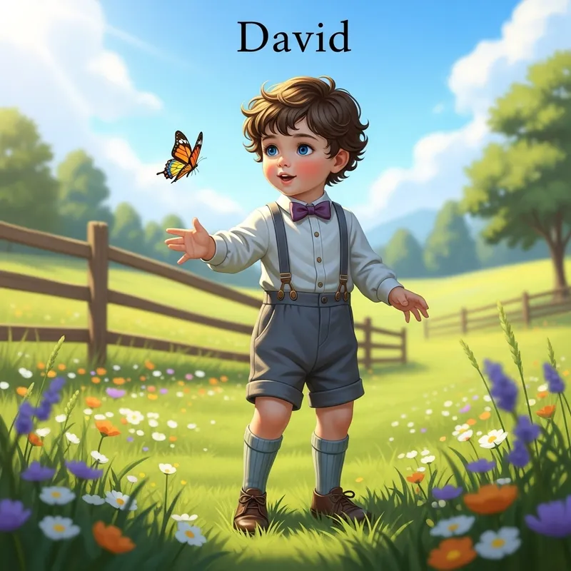 Innocent Encounter: Little David Chasing Butterfly
