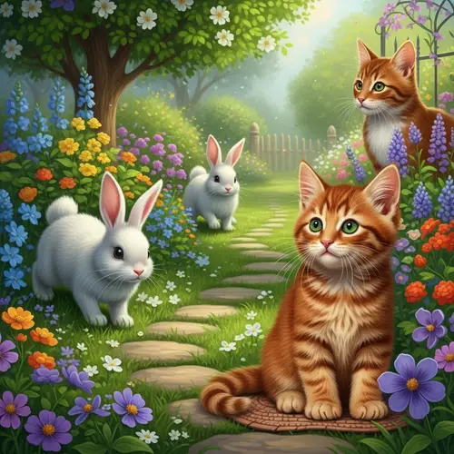 Magical Garden: Enchanting Flora and Mystical Fauna