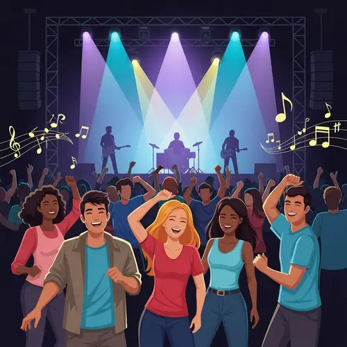 Vibrant Concert Experience: Diverse Crowd, Energetic Music