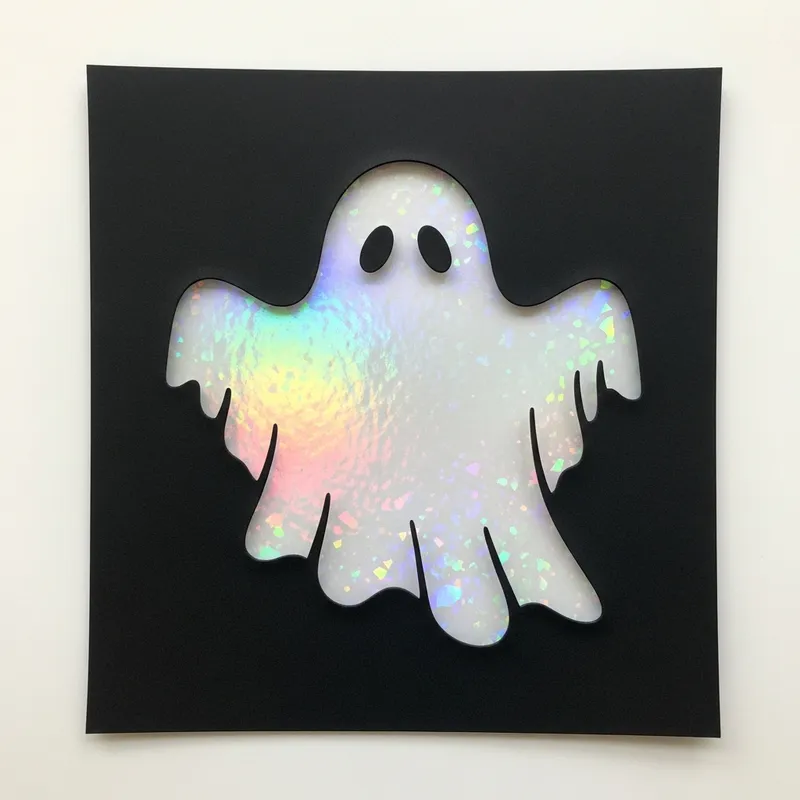 Black and White Ghost Stencil with Holographic Design
