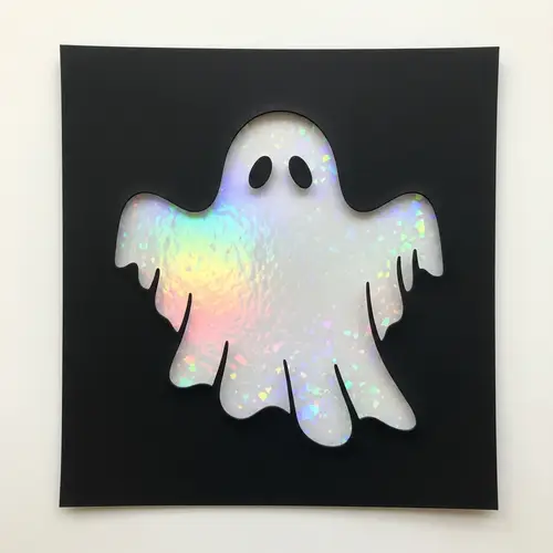 Black and White Ghost Stencil with Holographic Inside