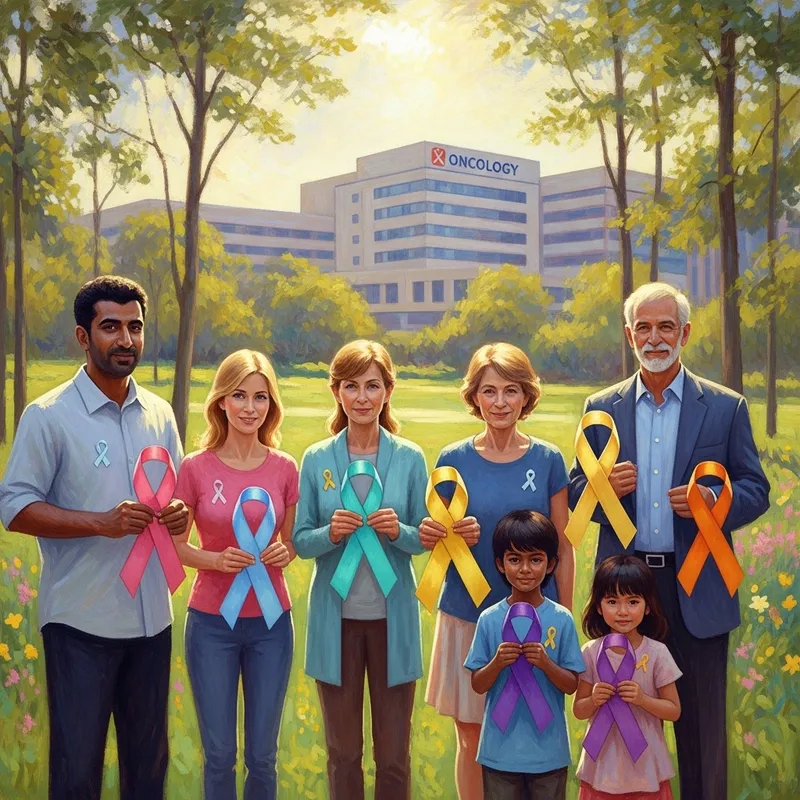 Uplifting Painting Symbolizing Cancer Awareness and Oncology