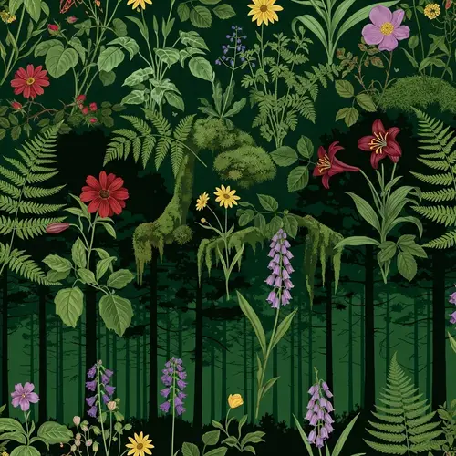 Nature-Inspired Dark Green Wallpaper
