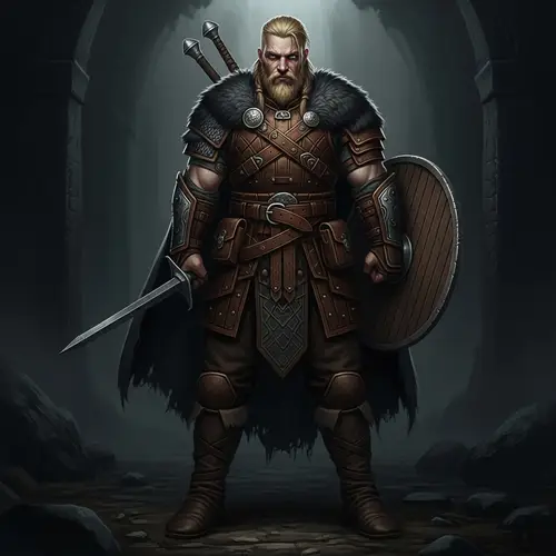 Dark and Atmospheric Viking Hunter in Detailed Leather Armor