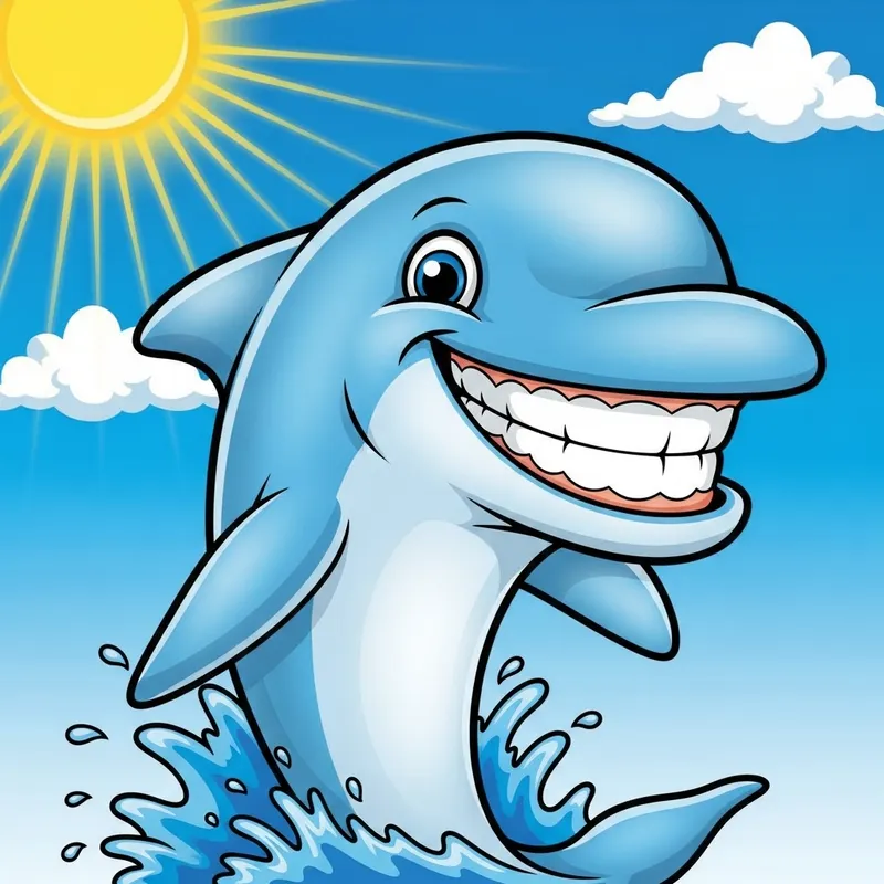 Cartoon Dolphin | Grinning Style