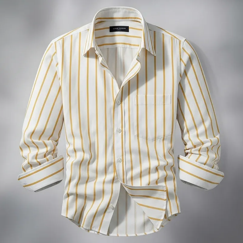 White Shirt with Yellow Stripes