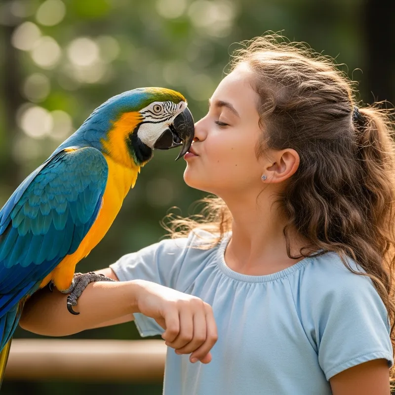 Girl Kissing a Parrot - Cute Animal Moments Girl Kissing a Parrot - Cute Animal Moments