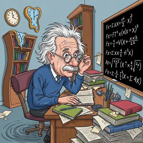 Iconic Scientific Figure Deep in Thought | Theories Illustrated