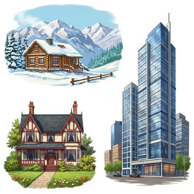 Diverse Illustration Showing 3 Unique Homes