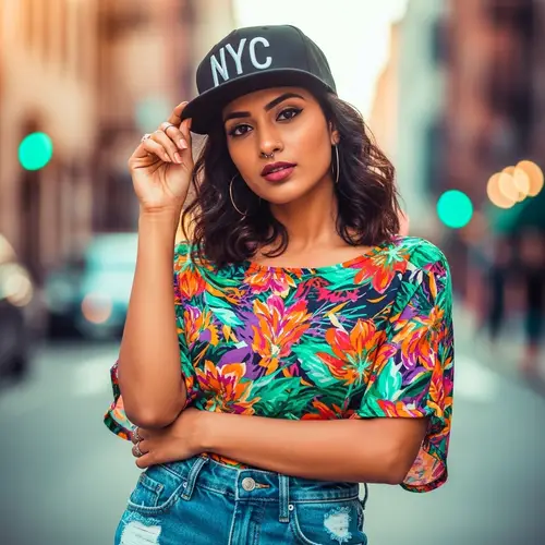 Stylish South Asian Woman in Snapback Hat | Modern Summer Fashion