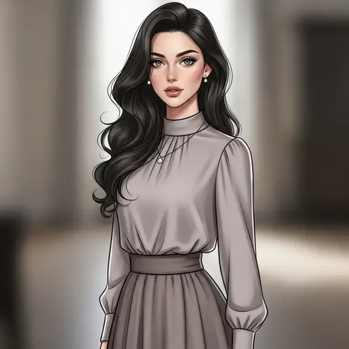 Conventional Attractive Modestly Dressed Woman Illustration