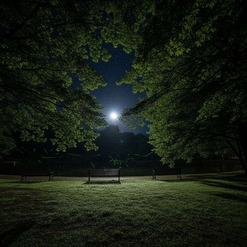 Enchanting Night in the Dark Park with Starlight