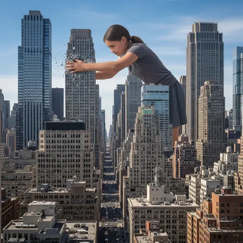 Giantess Engaging Metropolis: Breathtaking Cityscape Scene