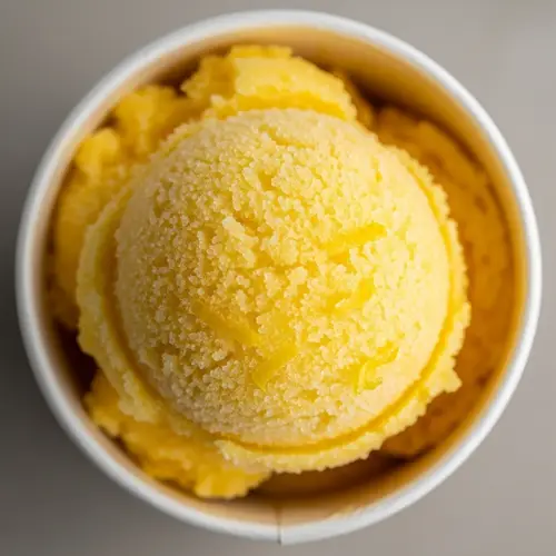 Zesty Lemon Sorbet - Flavorsome Ice Crystals in Neutral-Toned Tub
