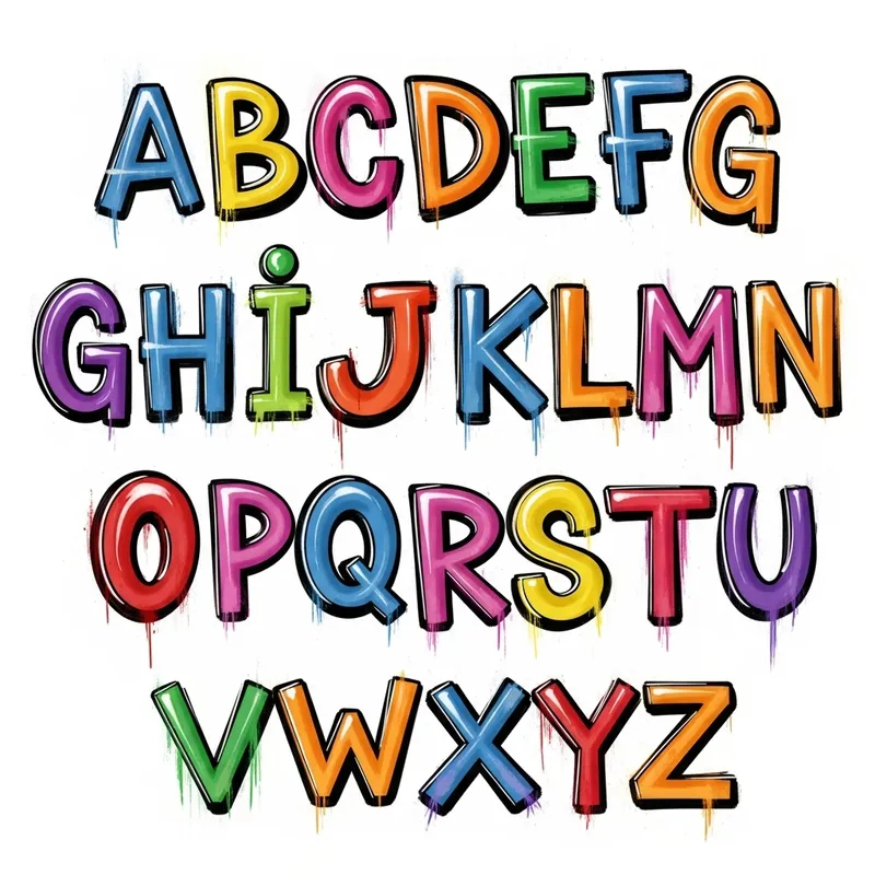 Vibrant Latin Alphabet in Graffiti Style