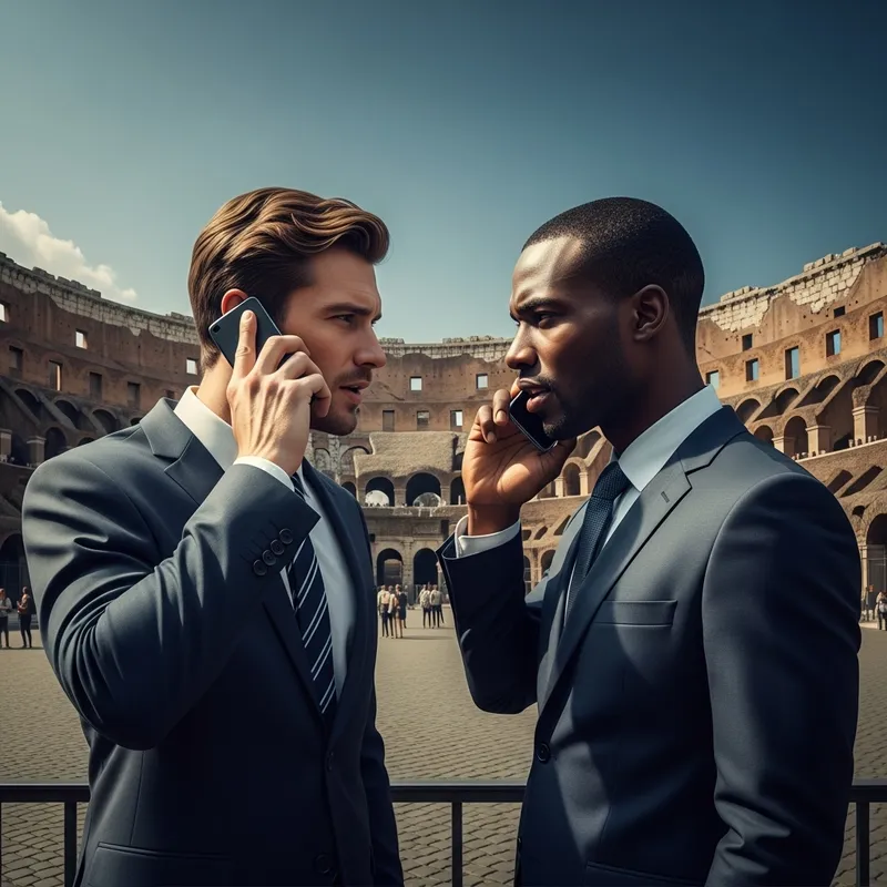 Intense Sales Rivalry in Colosseum: Competitive Salesmen Drama
