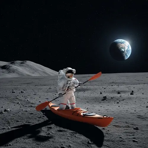 Astronaut Kayaking on the Moon: Perseverance in Low-Gravity Adventure