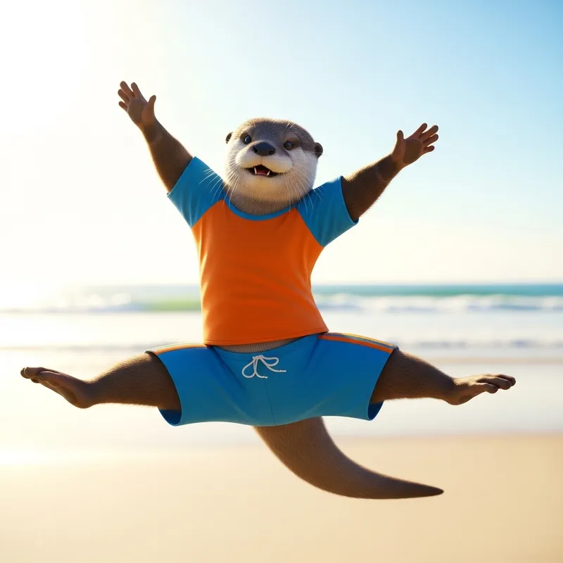 Cute Otter in Vibrant Orange and Blue Outfit