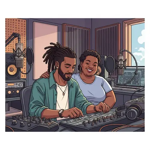 Dynamic Caribbean Man with Dreadlocks in Recording Studio