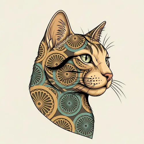 Stylish Cat Graphic Design with Floral Pattern
