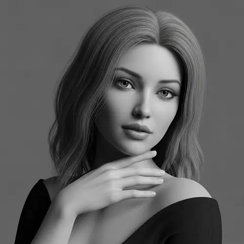 Black & White Fine Art Photography Portrait of 3D Model