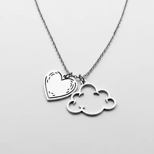 Cute Heart and Cloud Necklace | High-Quality Laser-Cut Jewelry
