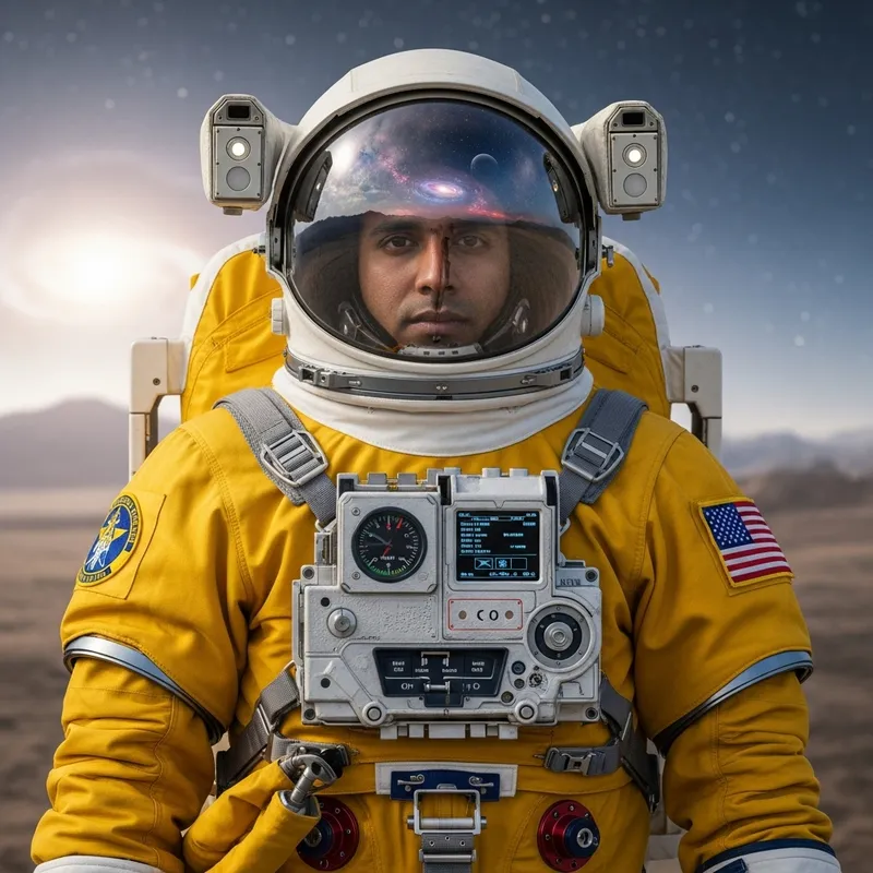 Astronaut in Vibrant Yellow Spacesuit