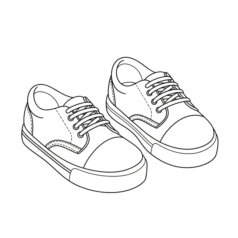 Simple Shoes Line Art for 2-Year-Olds