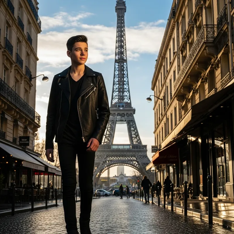 Young Boy with Green Eyes in Paris