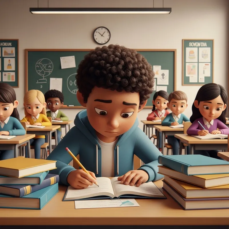 Student Cartoon Character at Desk | Educational Web