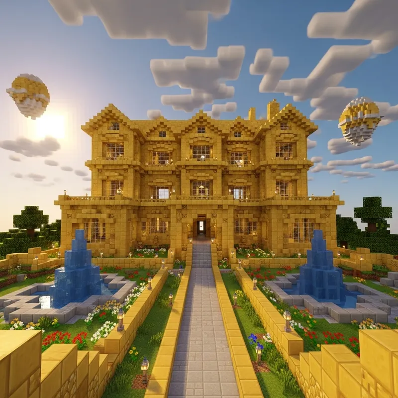 Craft a Golden Mansion in the Minecraft Universe