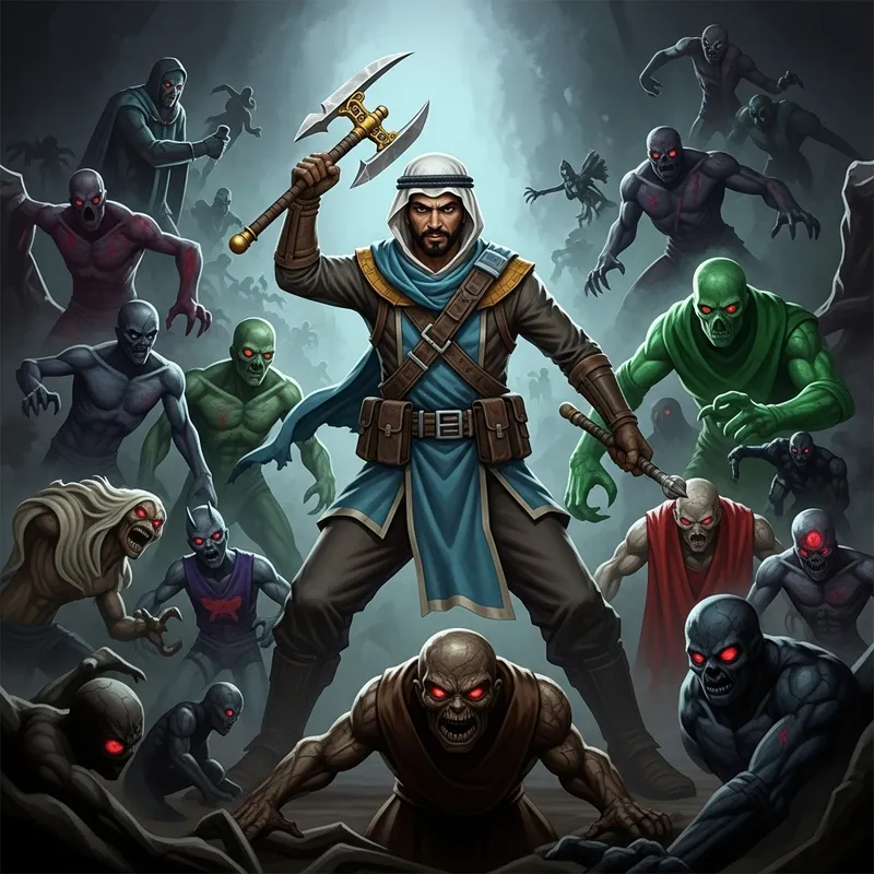 Man Facing Multiple Anomalous Entities in Combat