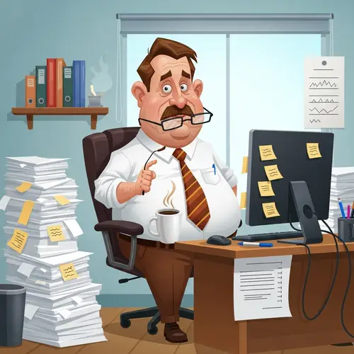 Funny Cartoon Office Worker Illustration