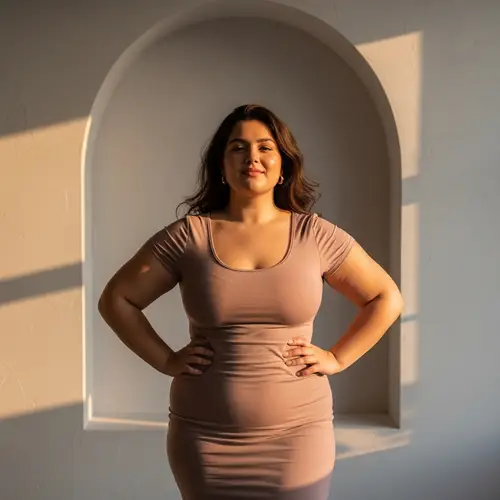 Body Positivity: Confident Woman Embracing Her Beautiful Figure