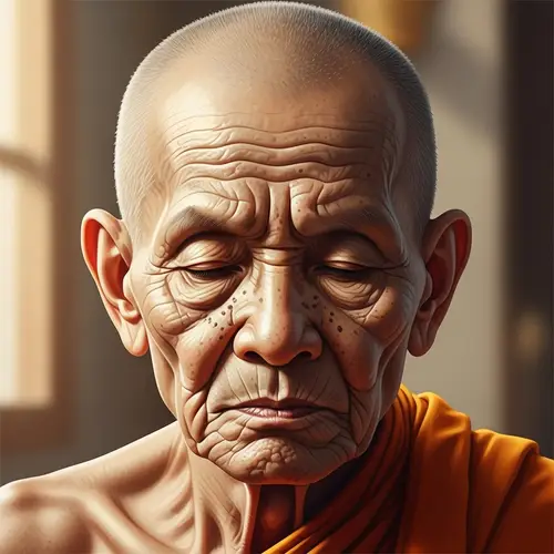 AI-Generated Image of an Old Buddhist Monk