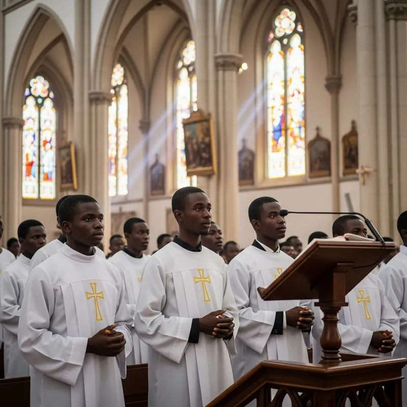 Beninese Choir Boys in Traditional Attire | Mass Ceremony