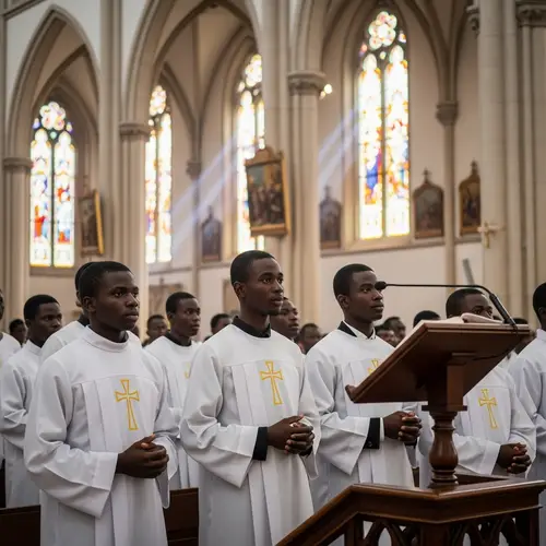Beninese Choir Boys in Traditional Robes | Mass Ceremony