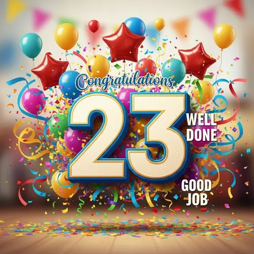 Artistic Illustration of Bold '23' Surrounded by Festive Scene