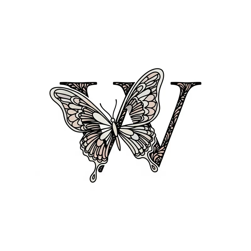 Butterfly 'W' Logo with Minimalist Aesthetic Design