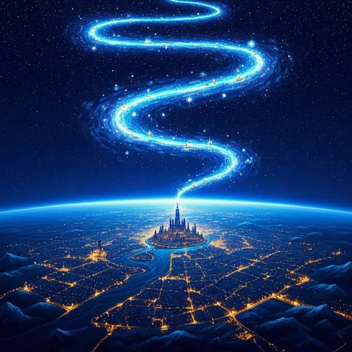 Ethereal Celestial Scene with Flowing River of Stars | Cosmic Art