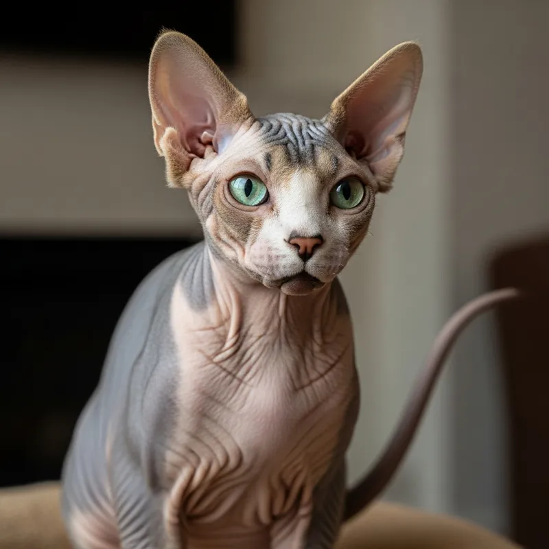 Detailed Visualization of a Sphynx Cat in Warm Setting Detailed Visualization of a Sphynx Cat in Warm Setting