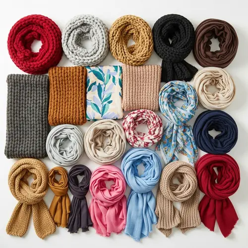 Elegant Scarf Collection: Wool to Silk, Floral to Chunky Knits