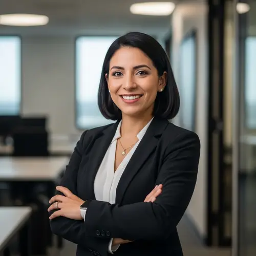 Professional Hispanic Woman Portrait in Contemporary Office